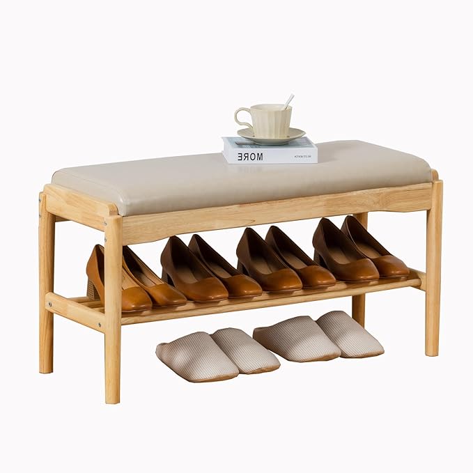 latifolia Small Shoe Bench, Solid Wood Bench by Latifolia