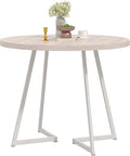 VECELO 35" Round Dining Table for 4, Wood-Grain Tabletop & Heavy-Duty Steel by VECELO