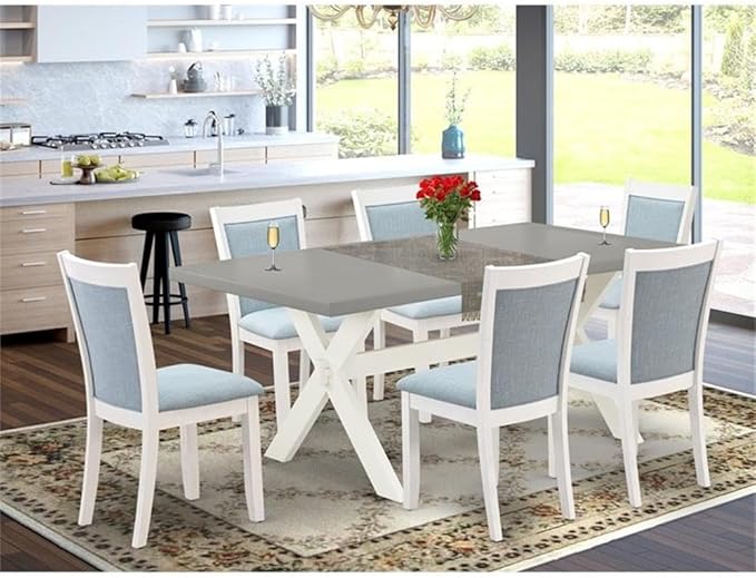 East West Furniture X097MZ015-7 7 Piece Dining Table Set Consist of a Rectangle - Image 2