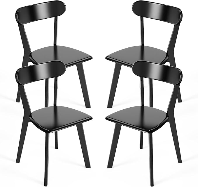 DELAVIN Oak Wood Dining Chairs Set of 4, Mid Century Modern Kitchen Chairs by DELAVIN