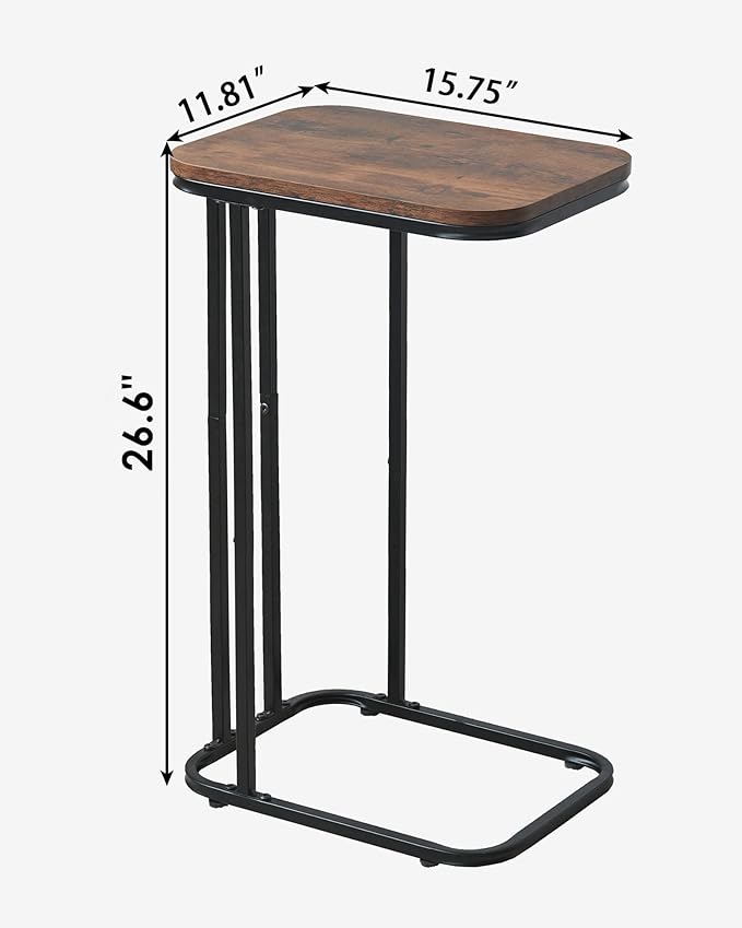 C Shaped End Table, 27 Inches High Small Side Table - Image 3