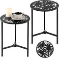 2 Packs 13" Metal Outdoor Side Tables Small Black Outside End Table by Party+Zealot