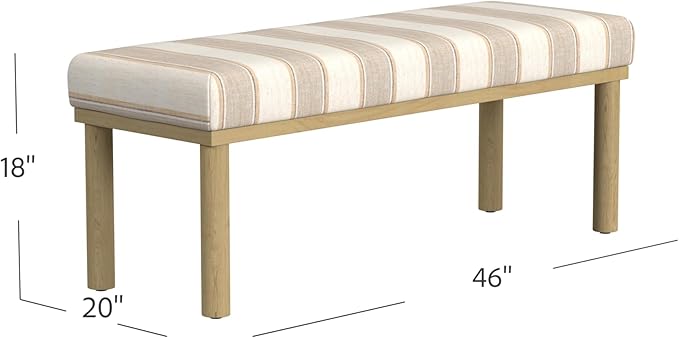 HomePop Oslo Decorative Bench -Wide Tan Stripe - Image 3
