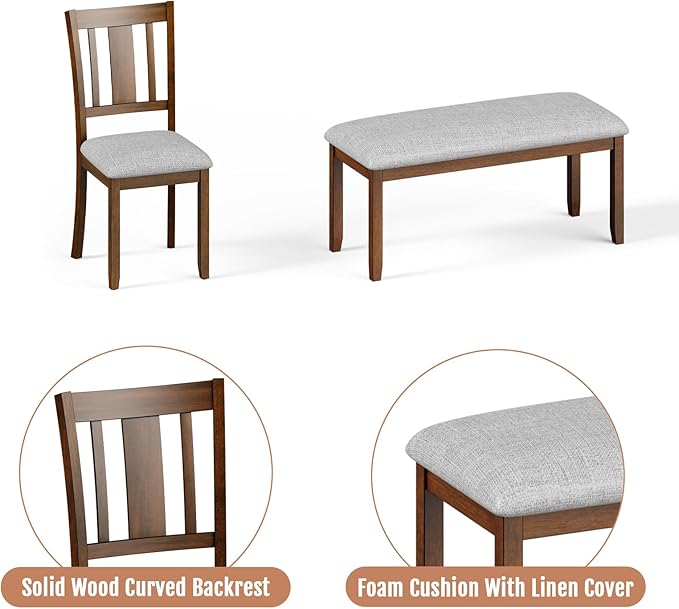 6-Piece Wooden Dining Set, Dining Table & Chair Set - Image 5