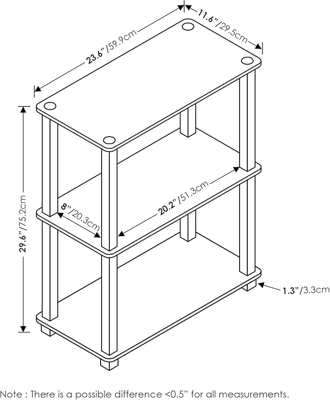 Furinno Turn-S-Tube 3-Tier Compact Multipurpose Shelf Display Rack - Image 3