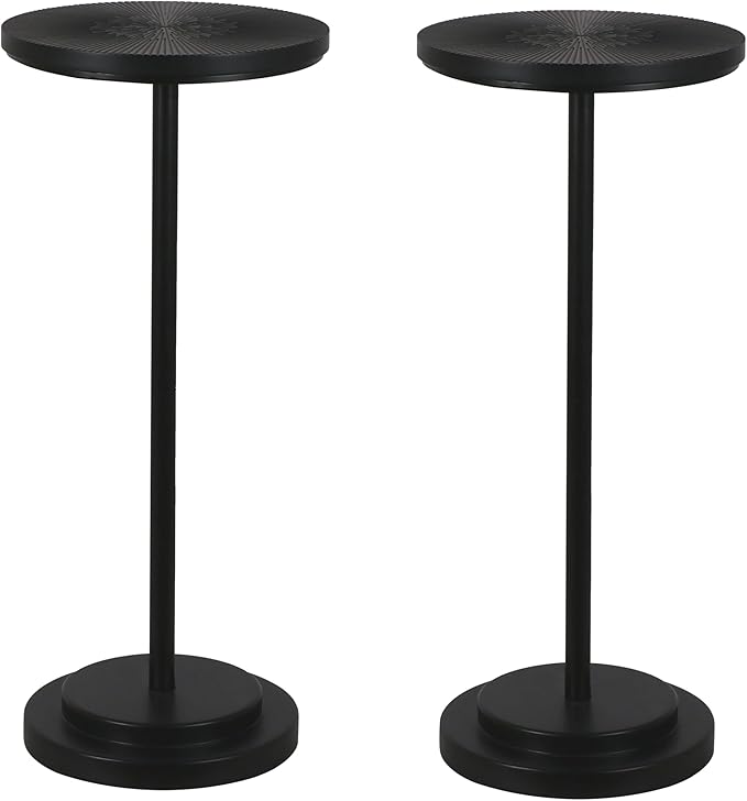 Drink Table Set of 2, Small Round Pedestal Side Table - Image 3
