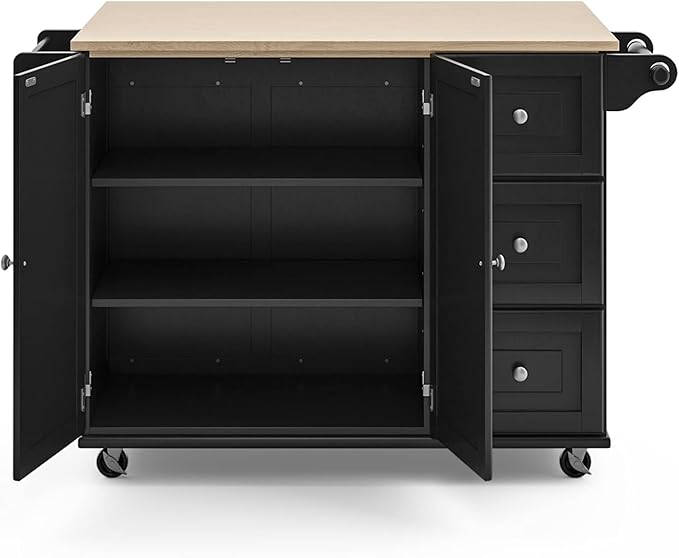Homestyles Dolly Madison Black Mobile Kitchen Island Cart - Image 12