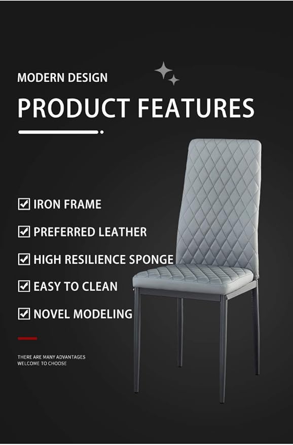 JT Modern Minimalist Dining Chair Fireproof Leather Sprayed Metal Pipe Diamond - Image 10
