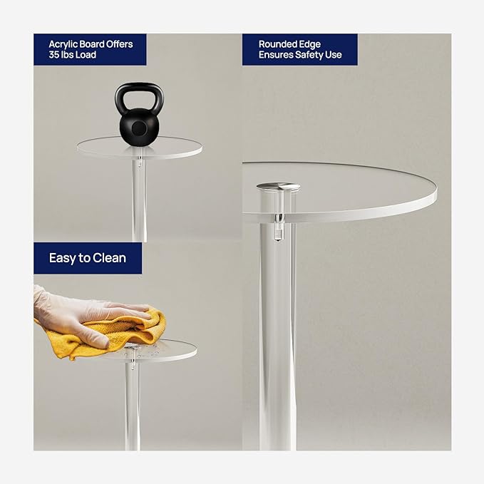 HMYHUM Acrylic Drink Table for Small Spaces, Drink Side/End Table for Living - Image 4
