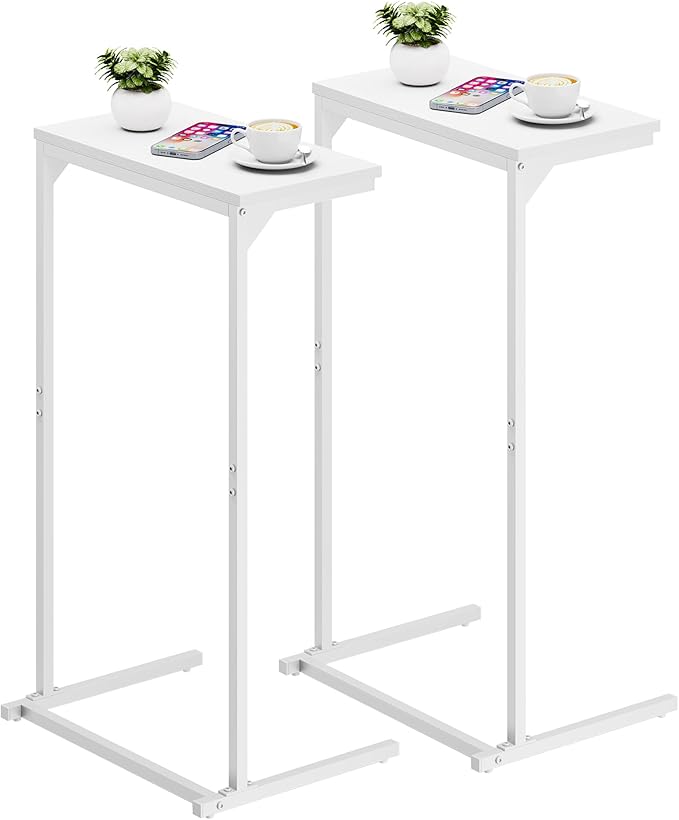 TUTOTAK C Shaped End Table, Small Side Table, 28.7 inch Tall Couch Table by WelcometotheTUTOTAKHome