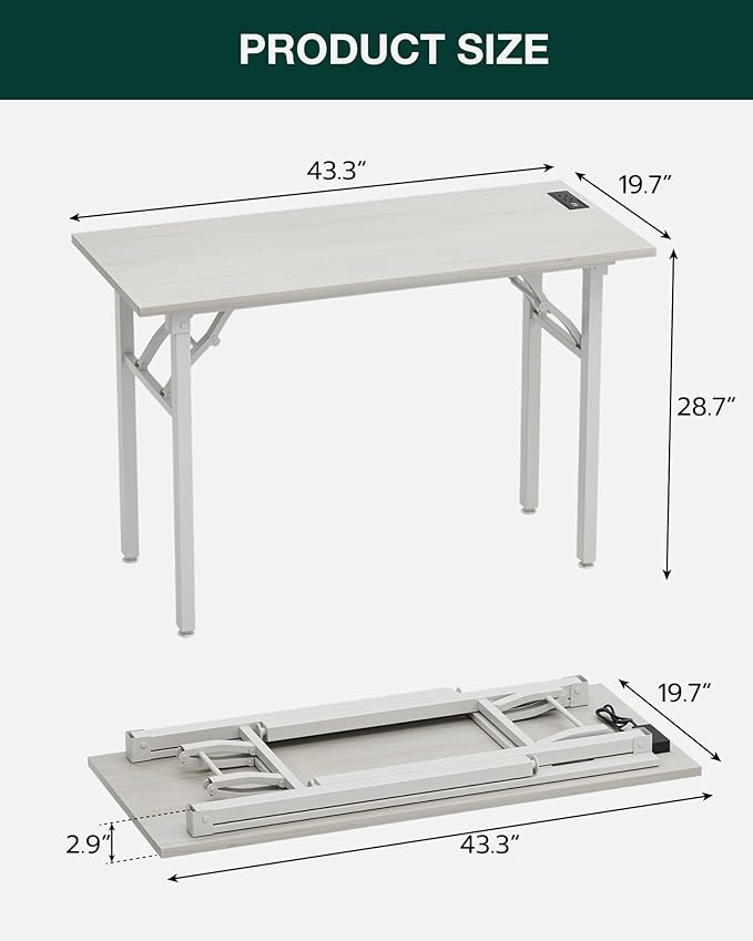 Frylr Small Folding Computer Desk – 43.3 Inch Portable Table - Image 2
