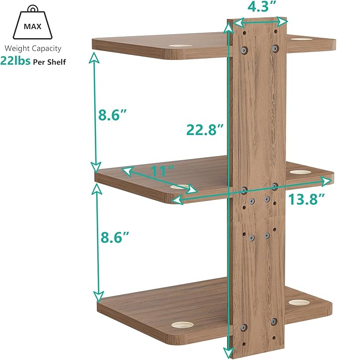 WALI Floating TV Shelves for Wall, Projector Shelf Holds Up to 22lbs, Wooden - Image 3