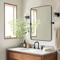 MOON MIRROR Matte Black Rounded Rectangle Pivot Mirror by MOONMIRROR