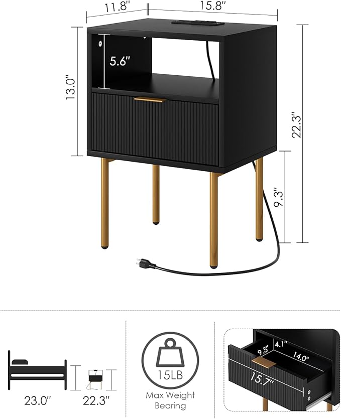 Nightstand, Small Bedside Table - Image 2