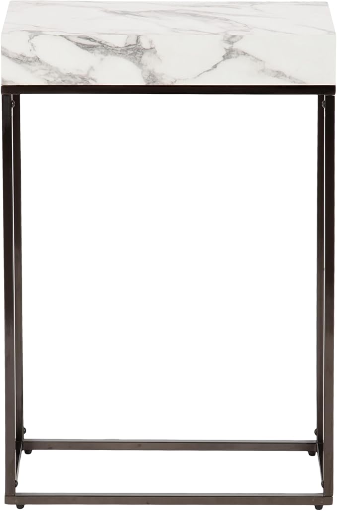 Kate and Laurel Karlsen Modern Faux Marble and Metal Narrow Side Table - Image 8