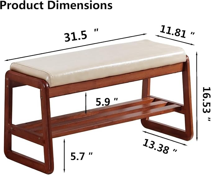 Shoe Rack Bench, Solid Wood Entryway Bench, Shoe Storage - Image 2