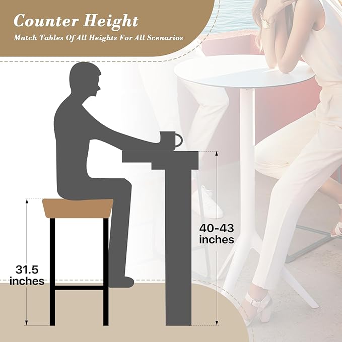 Athena Collection Counter Height Bar Stools Set of 2, 31.5 Inches Saddle Bar - Image 7