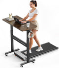 Mobile Walking Pad Desk with Wheels, Pneumatic Small Rolling Standing Desk by WALKINGDESK