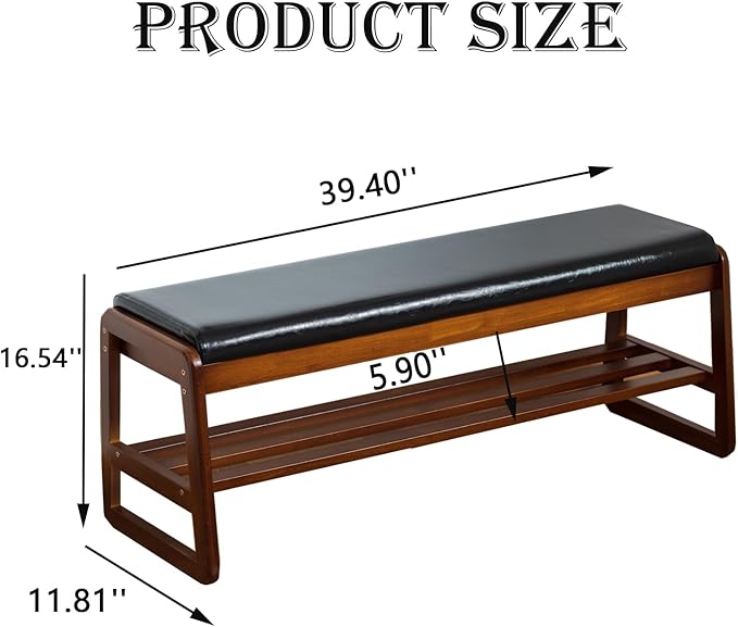 latifolia Solid Wood Bench, Entryway Shoe Bench - Image 2