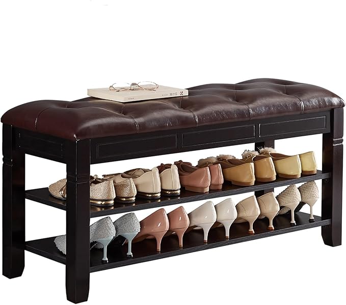 Shoe Storage Bench, Entryway Shoe Rack by ZIRKOOON