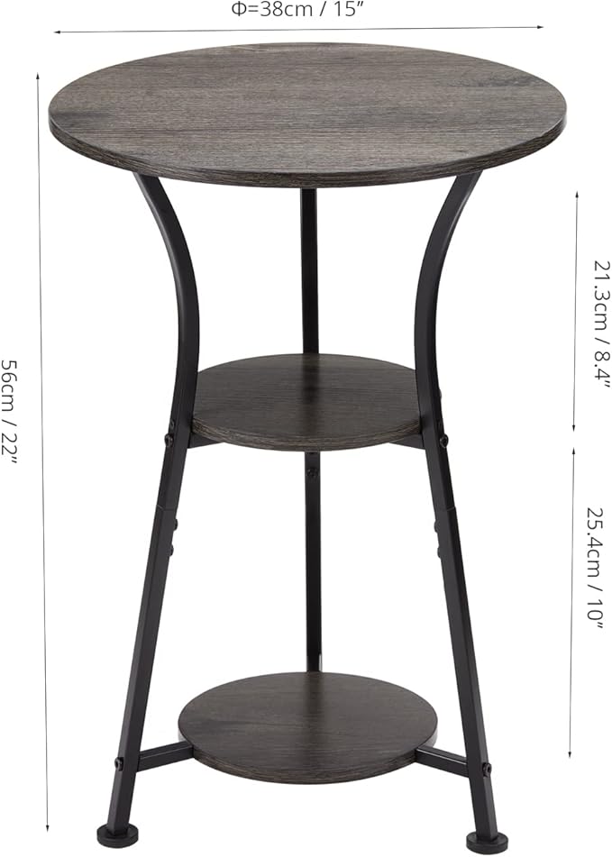 Dulcii Small Round End Table for Narrow and Small Space, 3-Tier Round Accent - Image 3