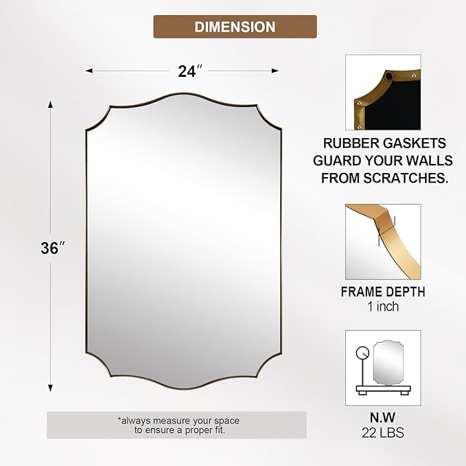 ANDY STAR Bathroom Vanity Mirror, 24x36 Irregular Wall Mirror, Asymmetrical - Image 2