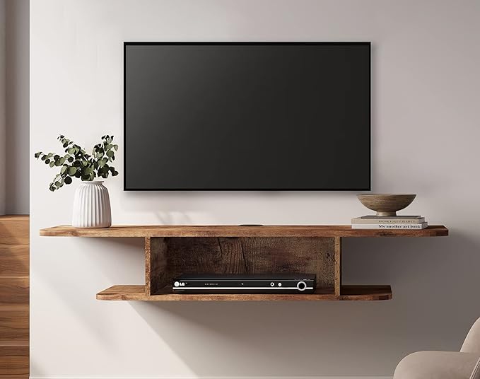 FITUEYES Floating TV Stand Wall Mounted, 2 Tier Floating Entertainment Shelf - Image 2