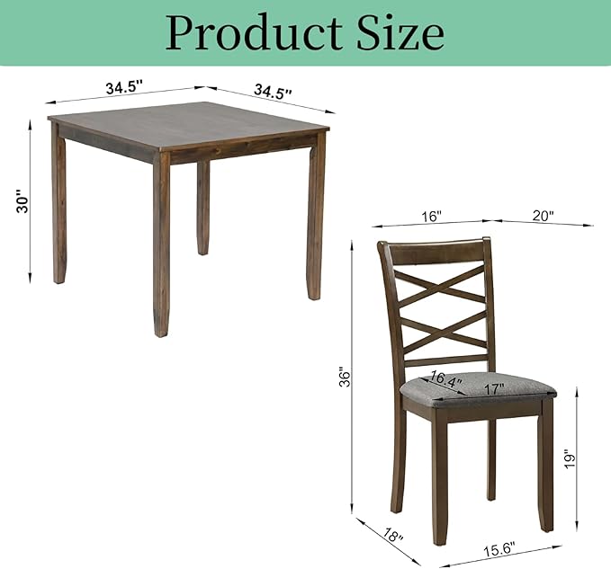 Dining Table Set, Wooden Kitchen Table Set - Image 3