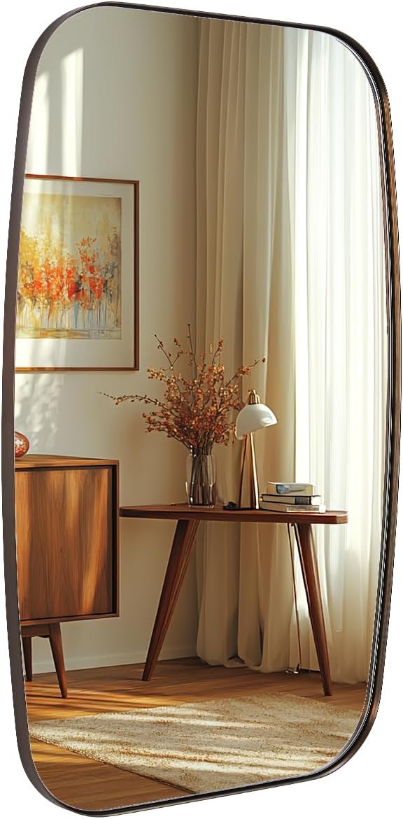 ANDY STAR Bronze Oblong Mirror, 36x48 Inch Brushed Bronze Oval Mirror by ANDYSTAR