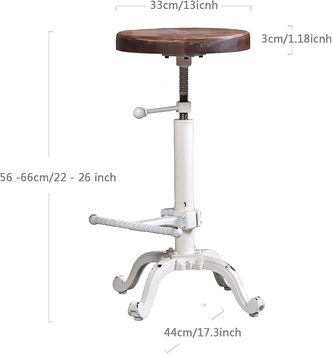 Topower Industrial Retro Vintage Farm Wooden Tractor Stool Kitchen Swivel - Image 3