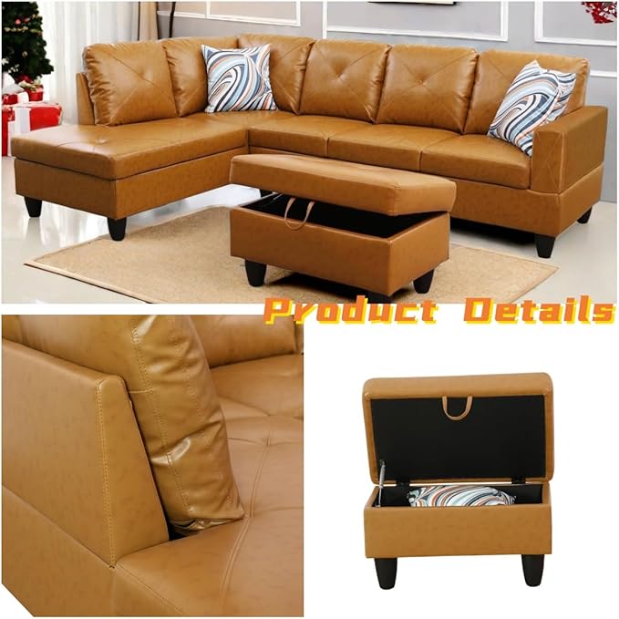 L Shaped Sectional Couch with Otttoman, Apartments - Image 4