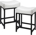 Off White Counter Height Bar Stools Set of 2, Modern Backless Barstools Counter by FLYZC