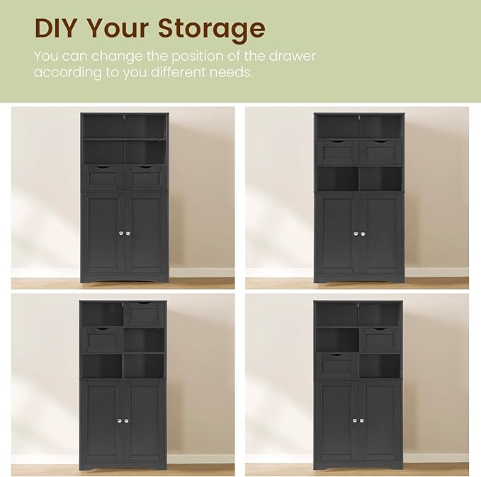 Iwell Tall Storage Cabinet, Bathroom Cabinet - Image 5