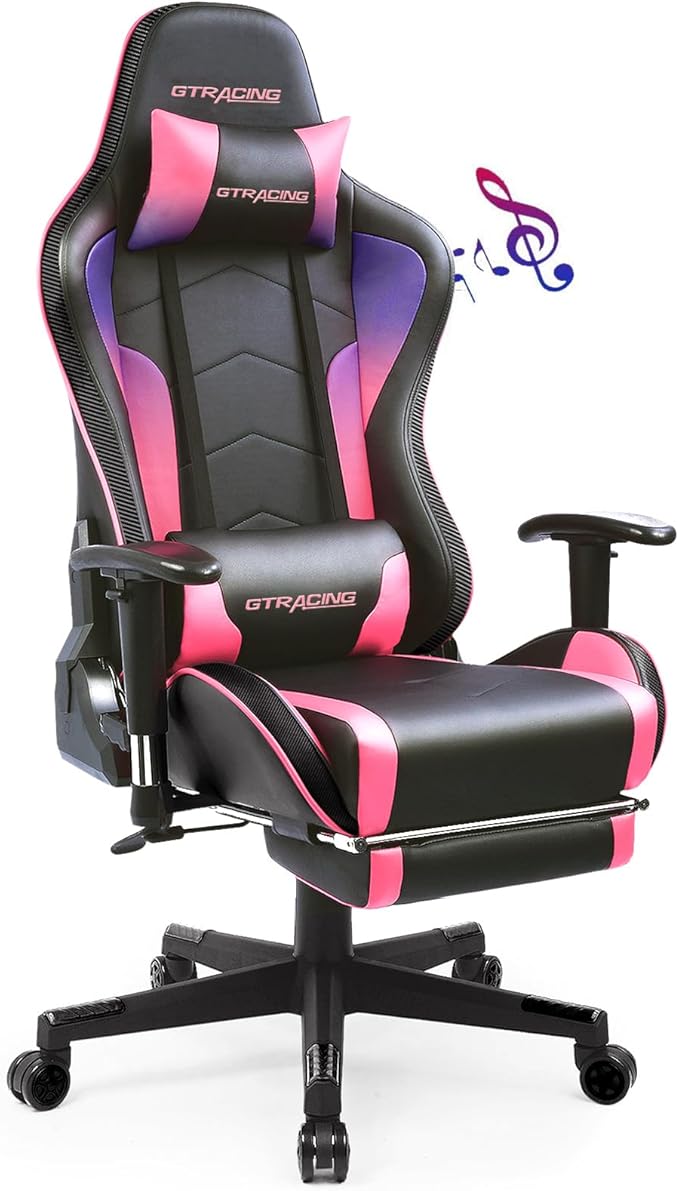 GTRACING Gaming Chair with Footrest Speakers Video Game Chair Bluetooth Music by GtracingDirect