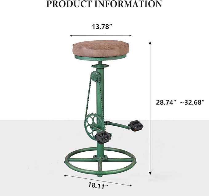 Topower Vintage DIY Bar Stool Bicycle Chain Iron Pedal Retro Industrial Height - Image 3
