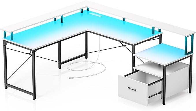 Rolanstar Computer Desk with File Drawer, L Shaped Computer Corner Desk with by Rolanstar