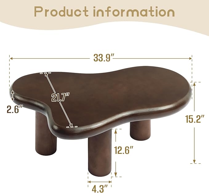 HollyHOME Cloud Coffee Table, Unique Design Accent Table - Image 2