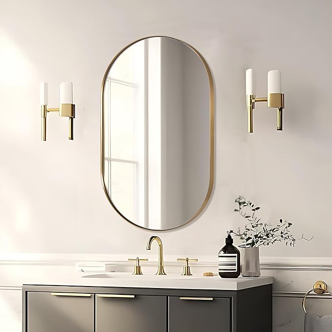 ANDY STAR Oval Mirrors for Bathroom, 26x38 Inch Gold Oval Mirror, Oval Brass - Image 7