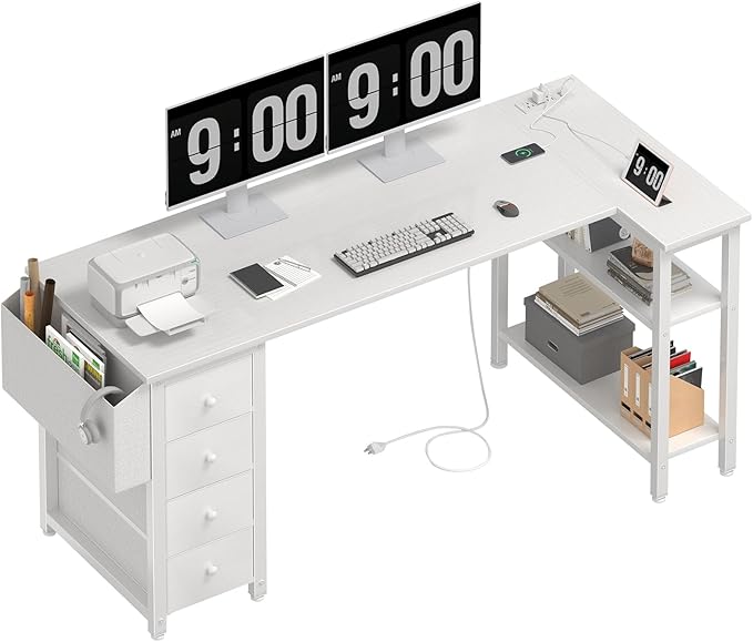 Lufeiya White L Shaped Computer Desk by LUFEIYA