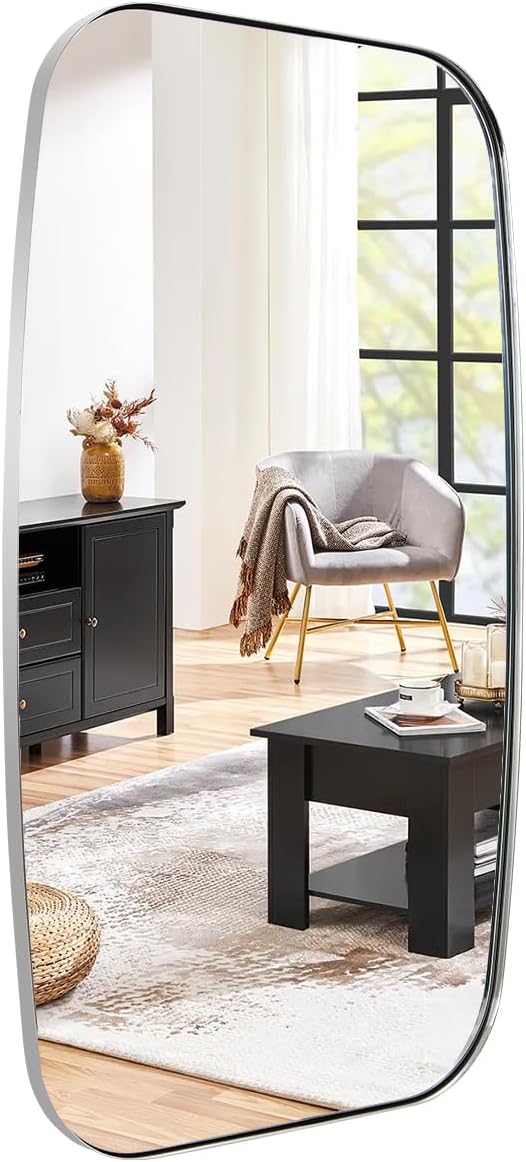ANDY STAR Chrome Bathroom Mirror, 24x40 Inch Polished Chrome Oval Mirror by ANDYSTAR