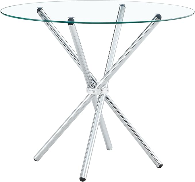 Kitchen Table for 2 Modern 36.6" Round Glass Table Small Tables - Image 3