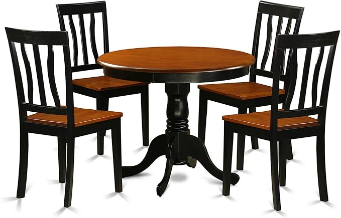 East West Furniture ANTI5-BLK-W 5 Piece Kitchen Table Set by EastWestFurniture