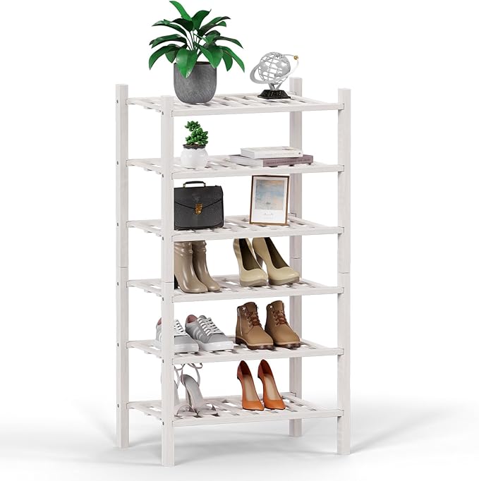 Haddockway small 6 Tier Bamboo Shoe Rack Storage Organizer, Small Space by Haddockway