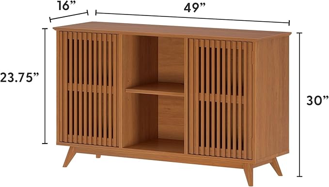 Plank+Beam Mid-Century Modern Wood TV Stand, Solid Wood Entertainment Console - Image 2