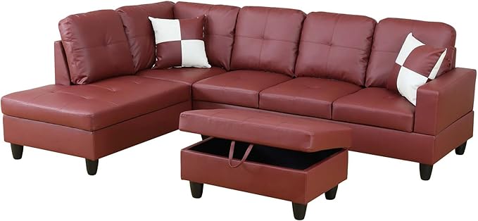 Osparple L Shaped Couch Faux Leather Sectional Couches - Image 3