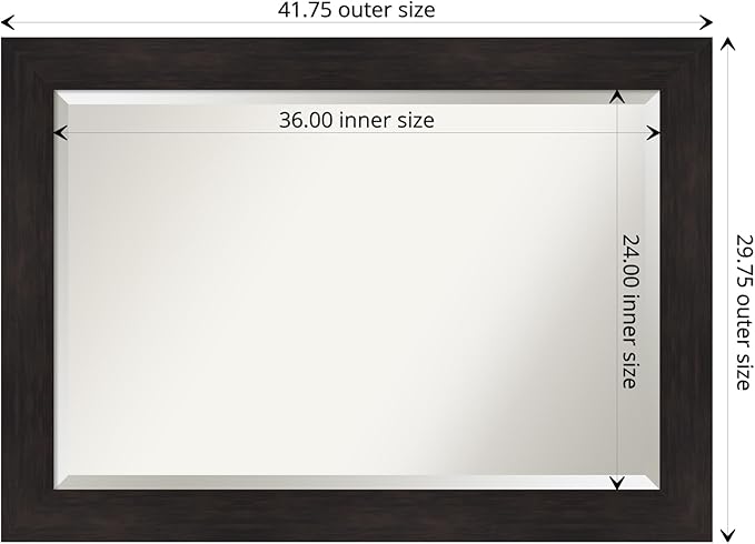 Amanti Art Brown Wall Mirror 30x42 Furniture Espresso Rectangle Bathroom Mirror - Image 4