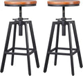 Diwhy Industrial Bar Stools, Kitchen Dining Chair, Wood Metal Stool, Adjustable by Diwhy