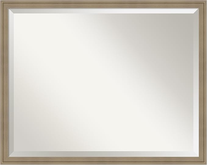Amanti Art Brown Wall Mirror 24x30 Florence Light Brown Rectangle Bathroom by AmantiArt