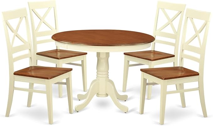 East West Furniture HLQU5-BMK-W 5 Piece Dining Table Set by EastWestFurniture