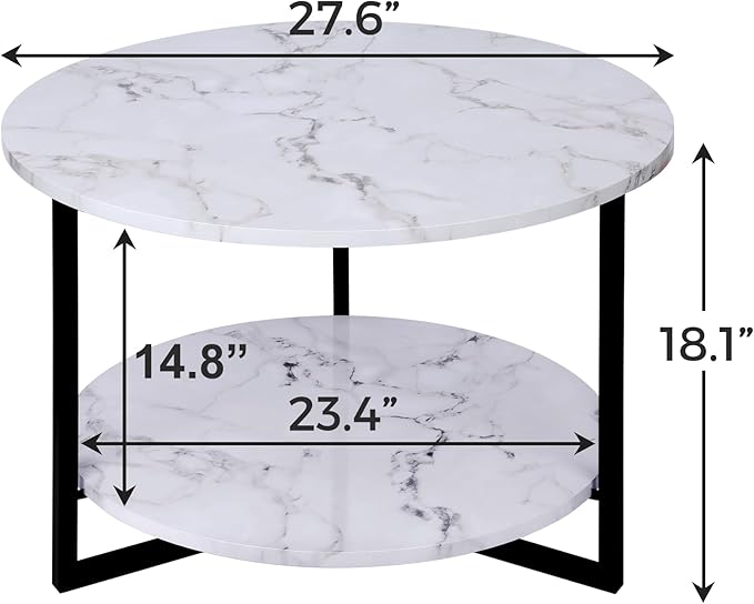 Modern Coffee Table, Faux Marble Tables, Small Round Coffee Tables - Image 3